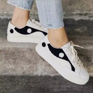Soludos Women's Sneaker Platform Shoes Yin Yang Black & White Size 6.5 NWB $149‎